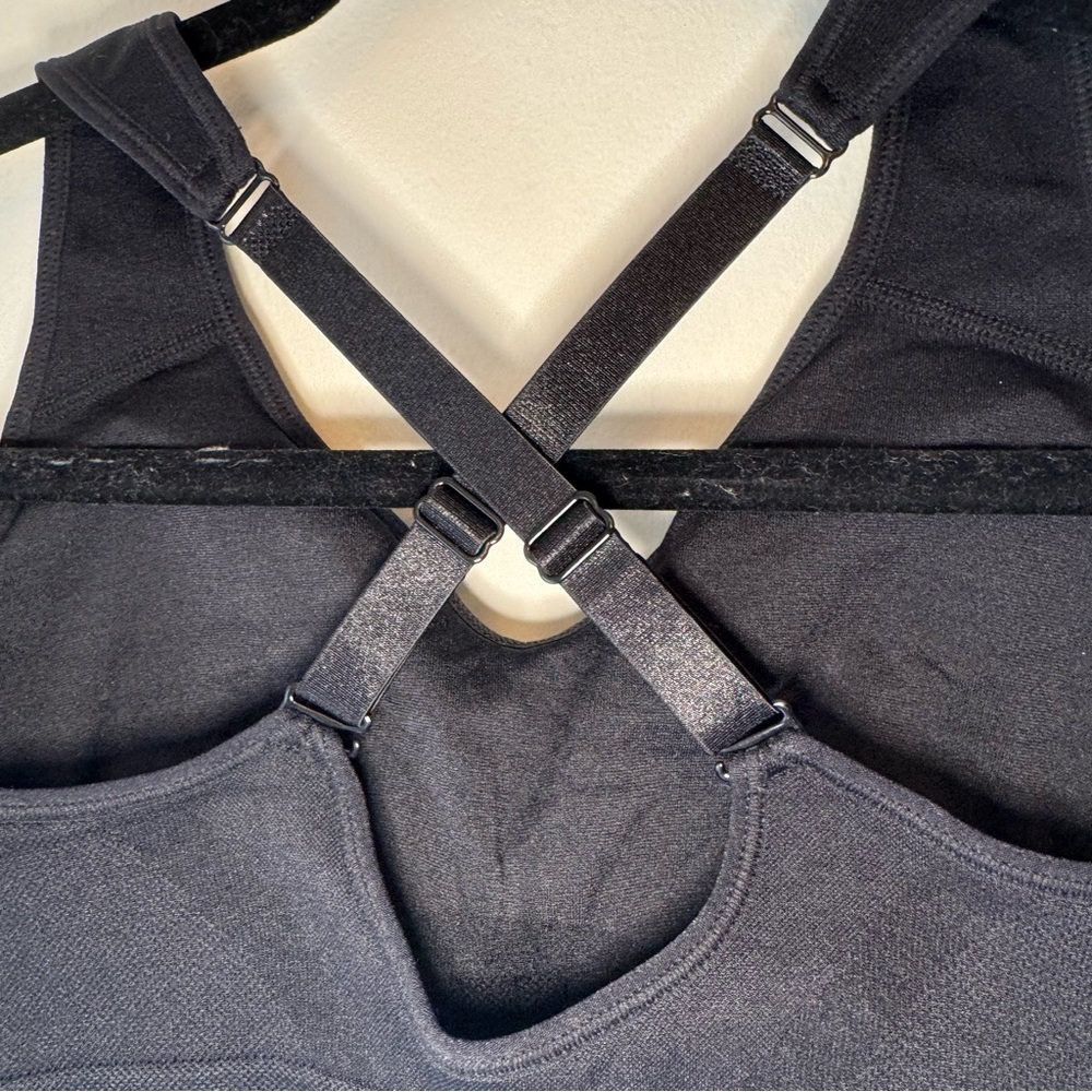 Puma Black V-Neck Sports Bra with Wide Straps 0044 - Picture 7 of 13